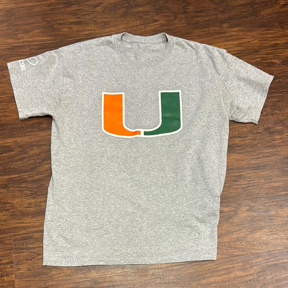 Nike Gray T-Shirt with Orange and Green Logo